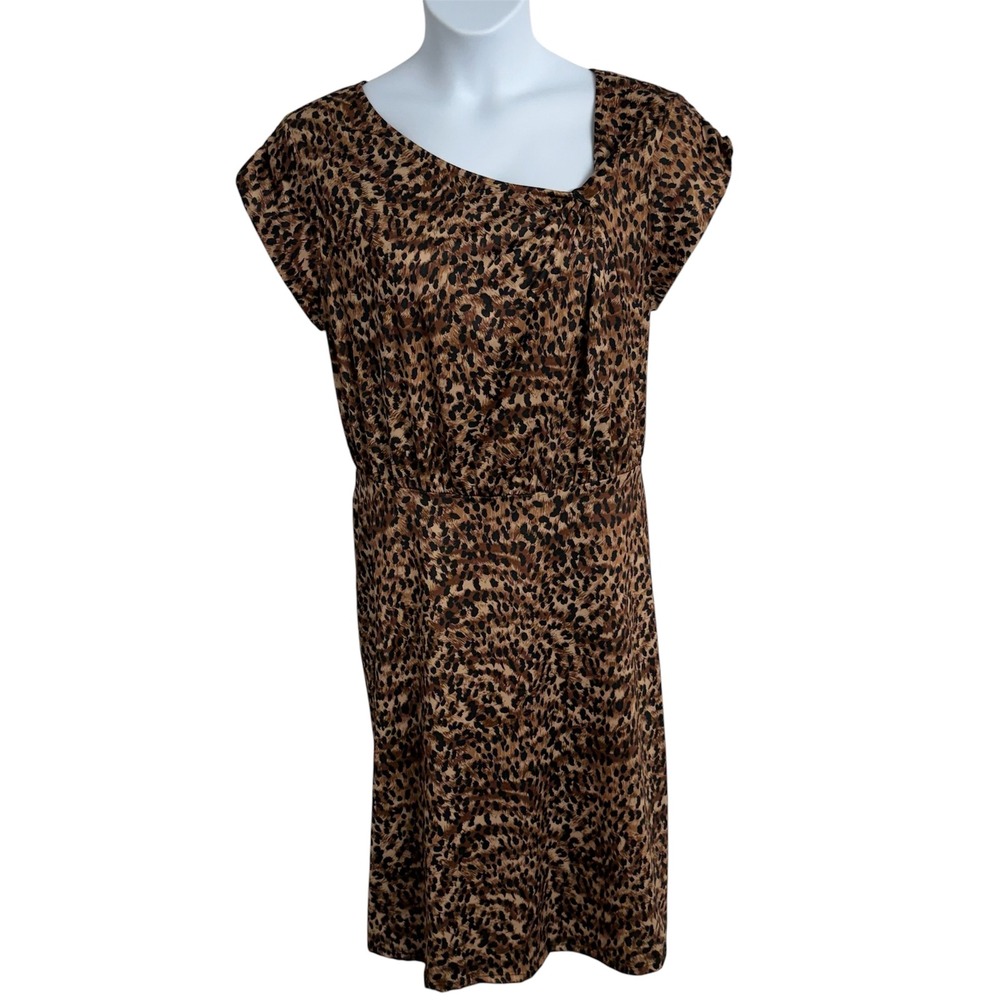 Women's Asymmetrical Leopard Print Midi Length Stretch Dress